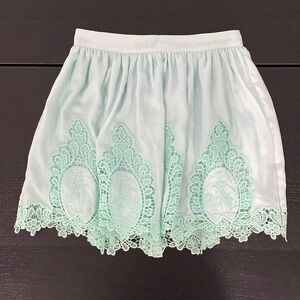 Tobi Teal Lace Mini Skirt - Small